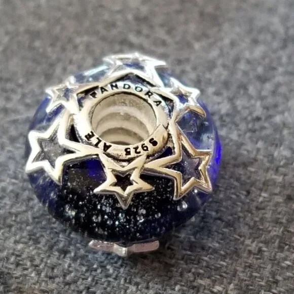 Pandora Galaxy Blue & Star Murano Charm - Picture 2 of 6